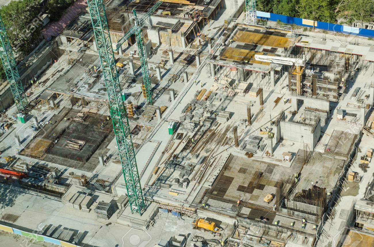 22384763 vue aerienne de la fondation gratte ciel chantier de construction